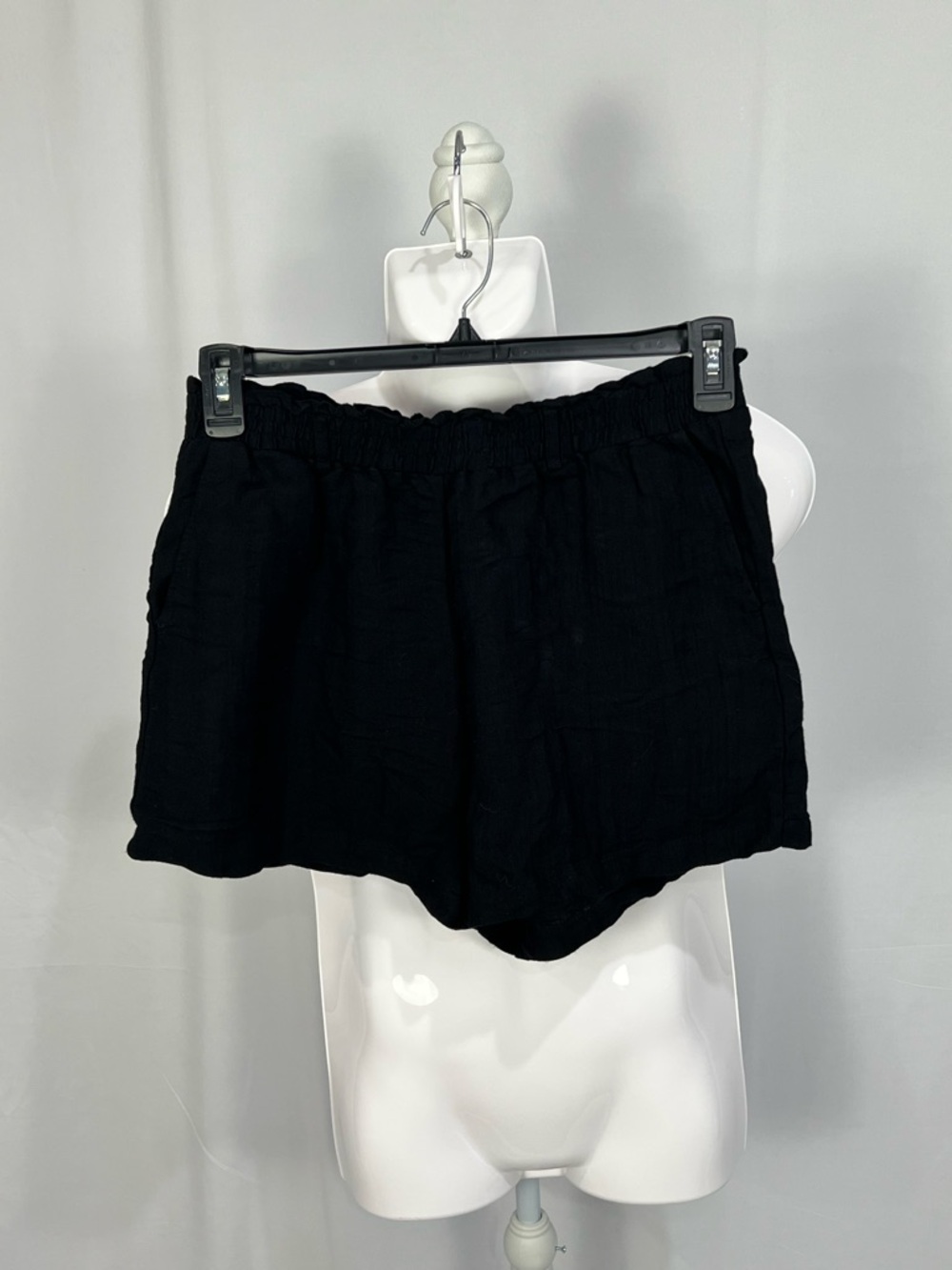 Women's Black Elastic-Waist Athletic Shorts